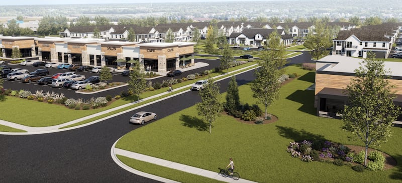 A rendering of the 37-acre mixed-use development off Route 31 on the Damisch Farm property in Cary.