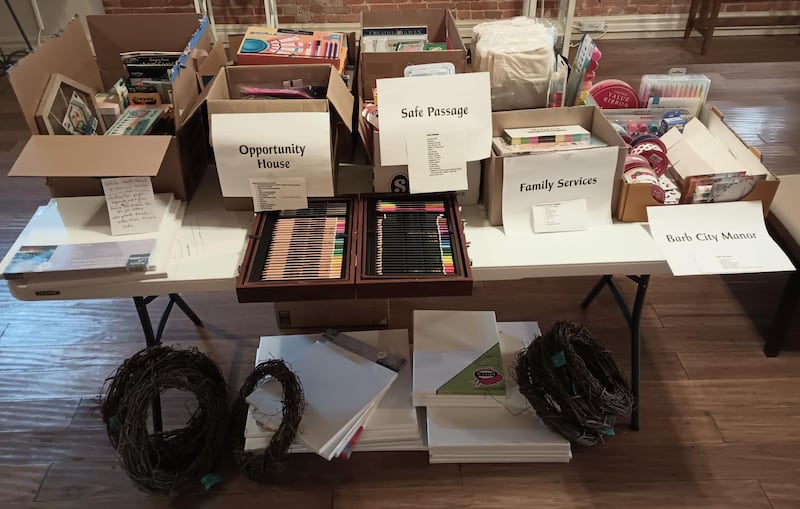 The Kishwaukee Valley Art League's Art of Giving donation table