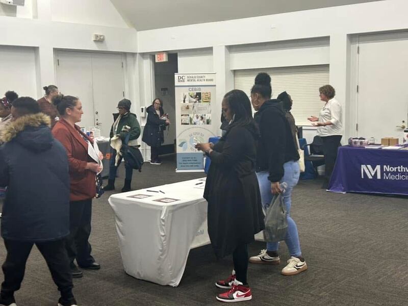 Residents and community members gather at New Hope Missionary Baptist Church in DeKalb for one of the monthly workshops made possible as part of a community wellness series. The program was sponsored by New Hope Missionary Baptist Church, Project HOPE, Northwestern Medicine, and the DeKalb County Mental Health Board.