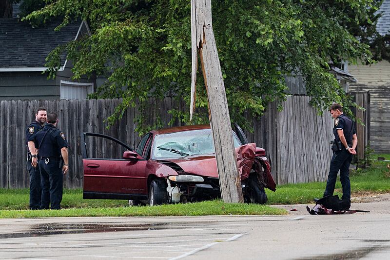 Sterling officers work at the scene of a shooting Tuesday, July 23, 2024, at the corner of East Fifth Street and 13th Avenue.