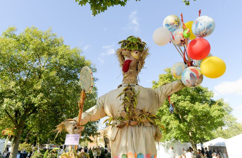 Patriot Portables scarecrow submission to the annual Scarecrow Festival on Saturday, Oct 11, 2025 in St. Charles.
