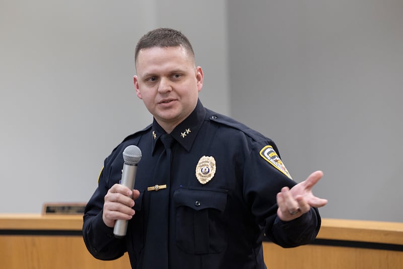 DPD Deputy Chief Christopher Scott says a few words after being promoted to the position Monday, Feb. 2, 2026, at Dixon’s City Council meeting.
