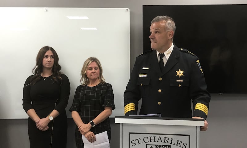 (Left to right) St. Charles City Administrator Heather McGuire, Mayor Lora Vitek and Police Chief James Keegan, at the open house event for the St. Charles Police Department's new Public Safety Training Center on Oct. 14, 2024, at 3825 Karl Madsen Drive in St. Charles.