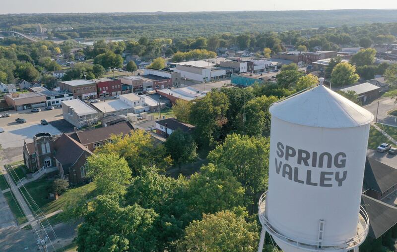 An aerial view of downtown Spring Valley on Tuesday, Sept. 17, 2024.