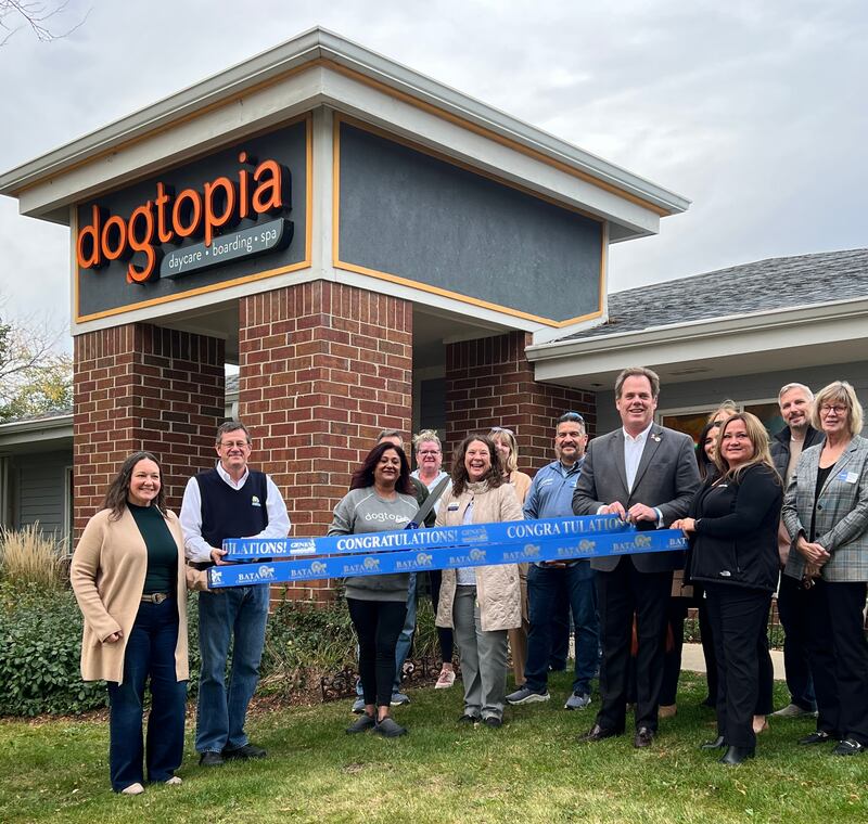 The Batavia and Geneva chambers of commerce celebrated Dogtopia of Geneva with a ribbon-cutting ceremony on Tuesday, Oct. 28, 2025. The business is under new ownership.