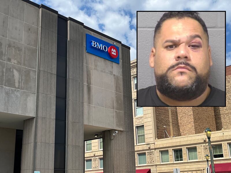 Benito Delgado, 35, of Joliet, is charged with the Monday, April 21, 2025 robbery of a BMO bank in downtown Joliet.