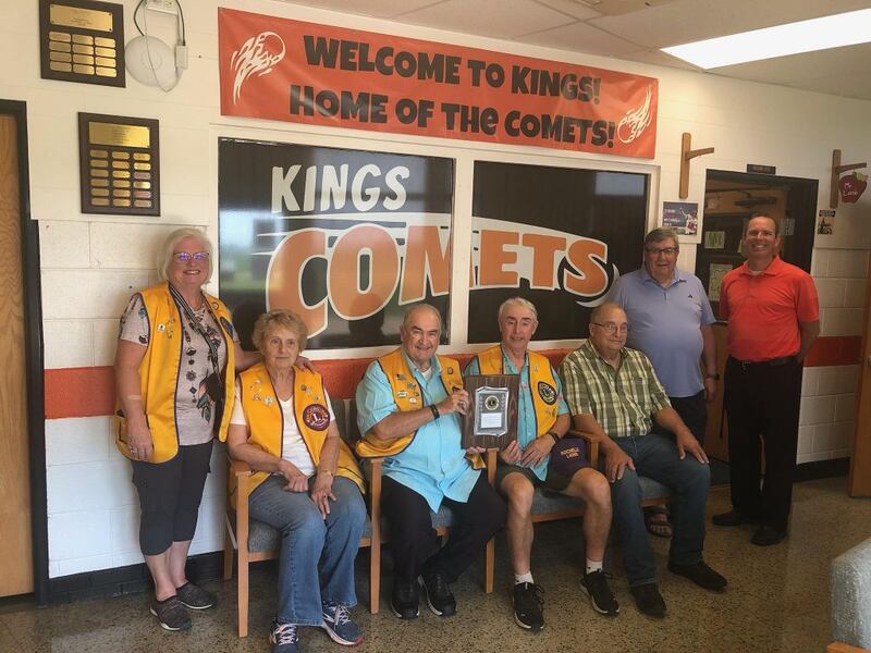 Pictured from left to right are Lions members: Kathy Cogswell, Marge Kuehl, Kevin Zilm, Rick Cogswell, Joe Male, Matt King and Kings School Superintendent Matt Lamb.