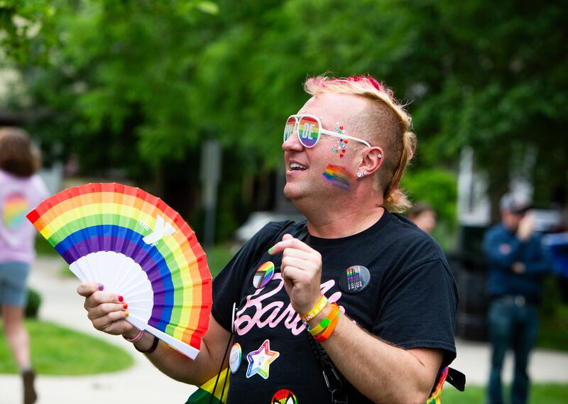 Ricky Parker of Plainfield, IL dances during the Downer’s Grove Pride Fest on Saturday, June 8, 2024.
