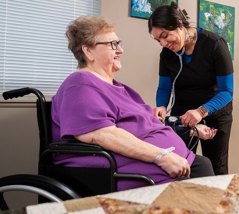 DeKalb County Nursing Home Foundation Fund grant providing resident rooms over-the-bed tables, headboards, footboards, and furniture