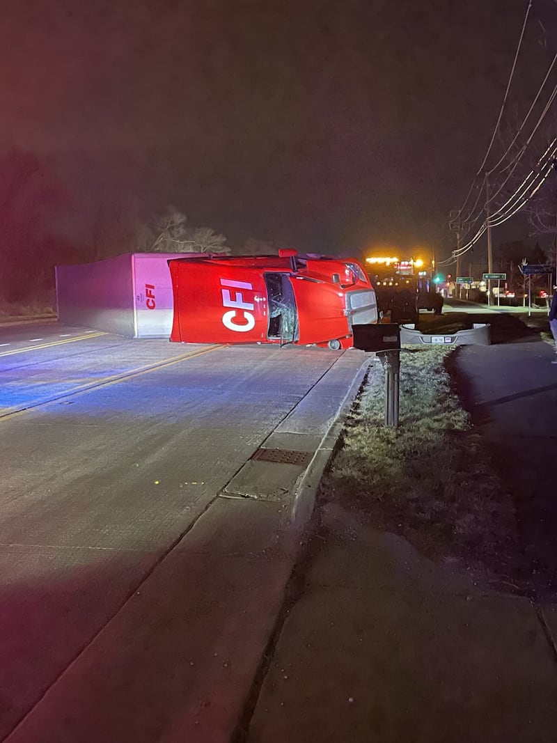 The driver of an unidentified vehicle fled the scene of a crash on Thursday night that left semi-truck overturned and all lanes of Route 30 in Plainfield closed for five hours.