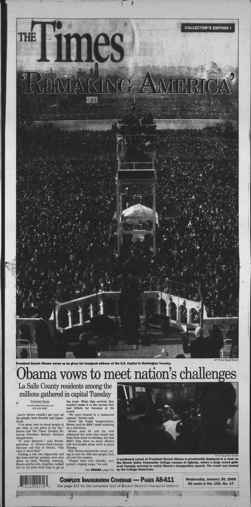 The cover of The Times for January 21, 2009