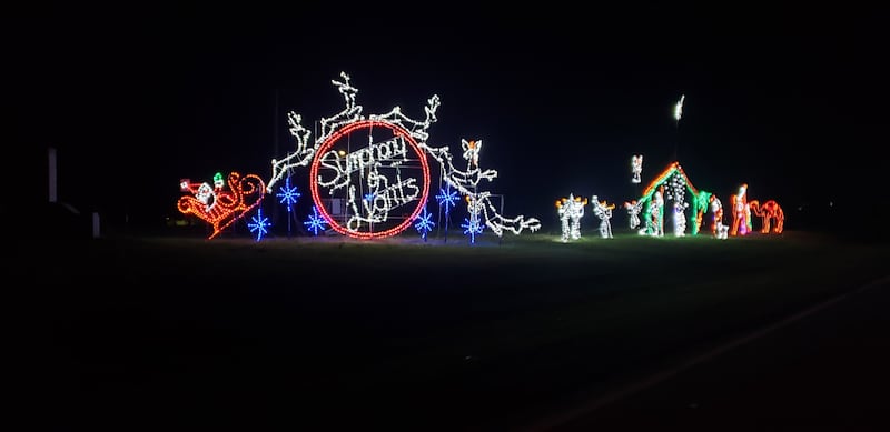 A look at a Symphony of Lights display that is showing off the name of the event.