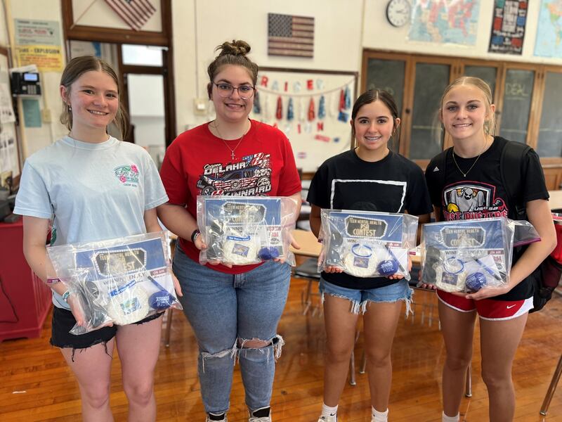 The Juvenile Justice Council of Iroquois County has announced the winners of its second annual Teen Mental Health PSA Contest. Pictured (L to R): Harley Valentine, Ellie Matthews, Ayla Nichols and Tessa Pankey of Iroquois West Middle School