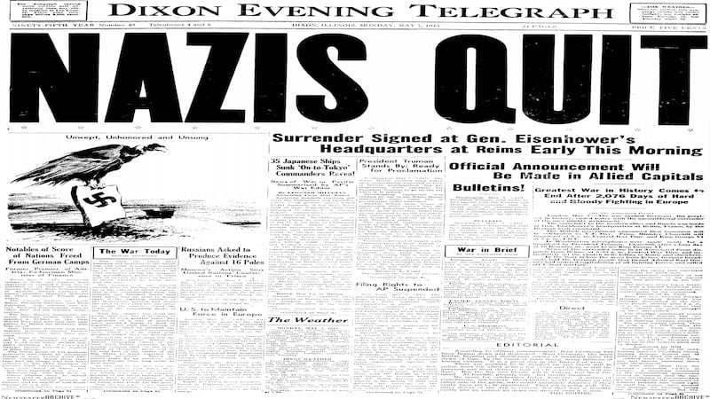Historical covers for May 7: The end of World War II in Europe