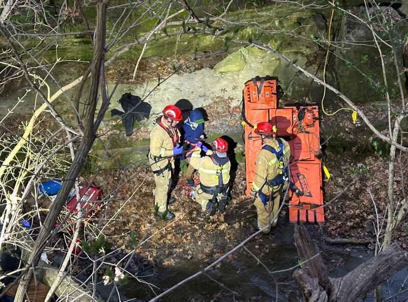 Three people are being rescued Tuesday, April 1, 2025, after a reported fall at French Canyon in Starved Rock State Park.
