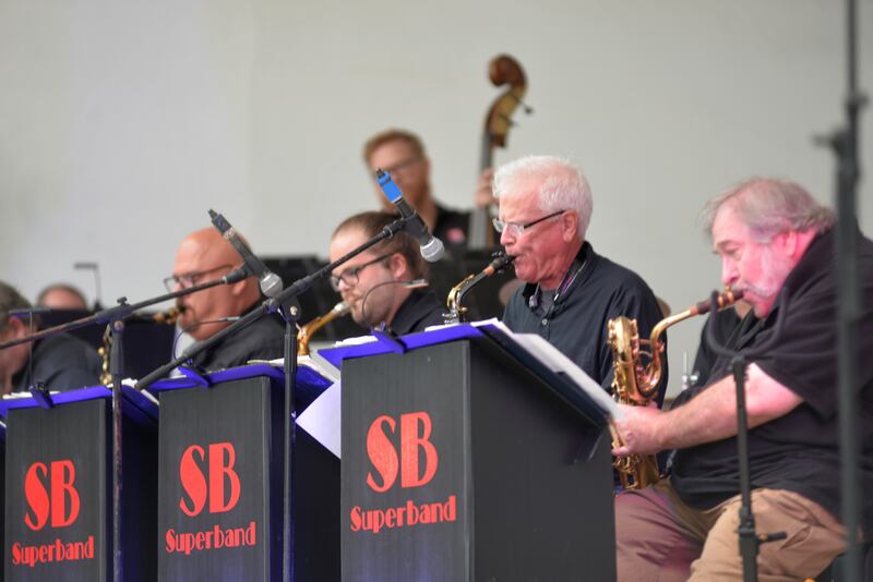 The All-Star Superband made its debut on the bandshell stage in Mt. Morris on Wednesday, Aug. 27, 2025.