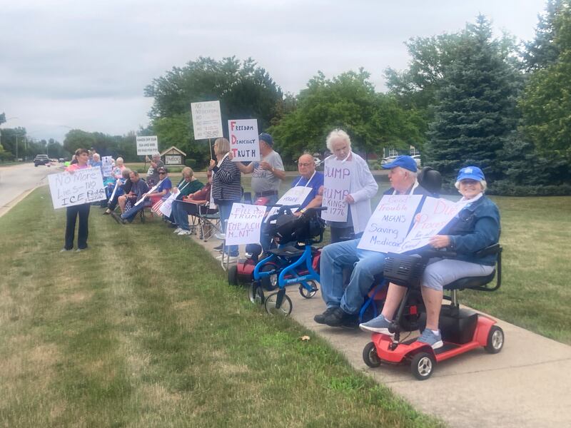 Shorewood seniors gathered for the "Good Trouble Lives On" protest along North River Road on Thursday, July 17, 2025.