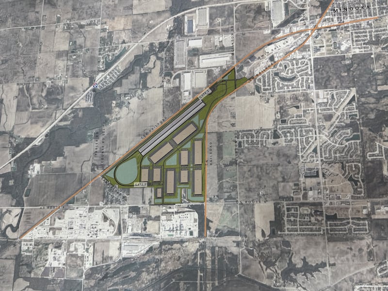 A top-down map of where the Canadian National Chicago Logistics Hub is proposed for.