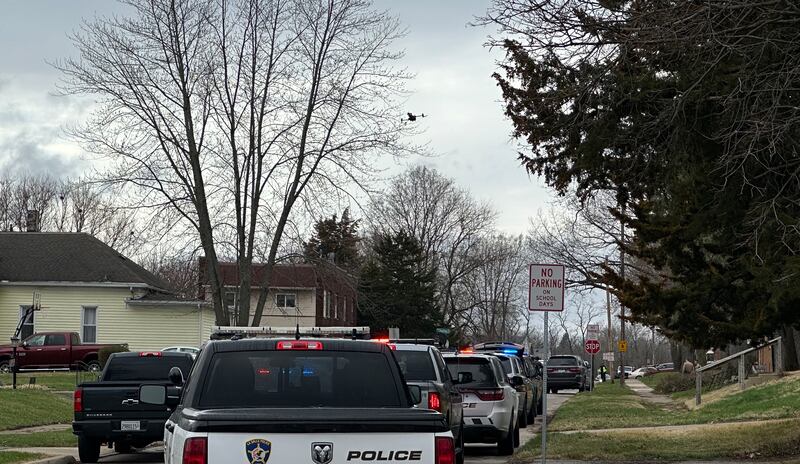 A large police presence responds Sunday, March 30, 2025, on Chartres Street between Sixth and Seventh streets in La Salle.