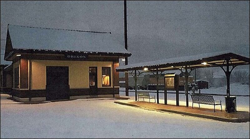 Pictured is the Oregon Illinois Depot. Depot President Roger Cain took this picture following a snowstorm in December of 2016.