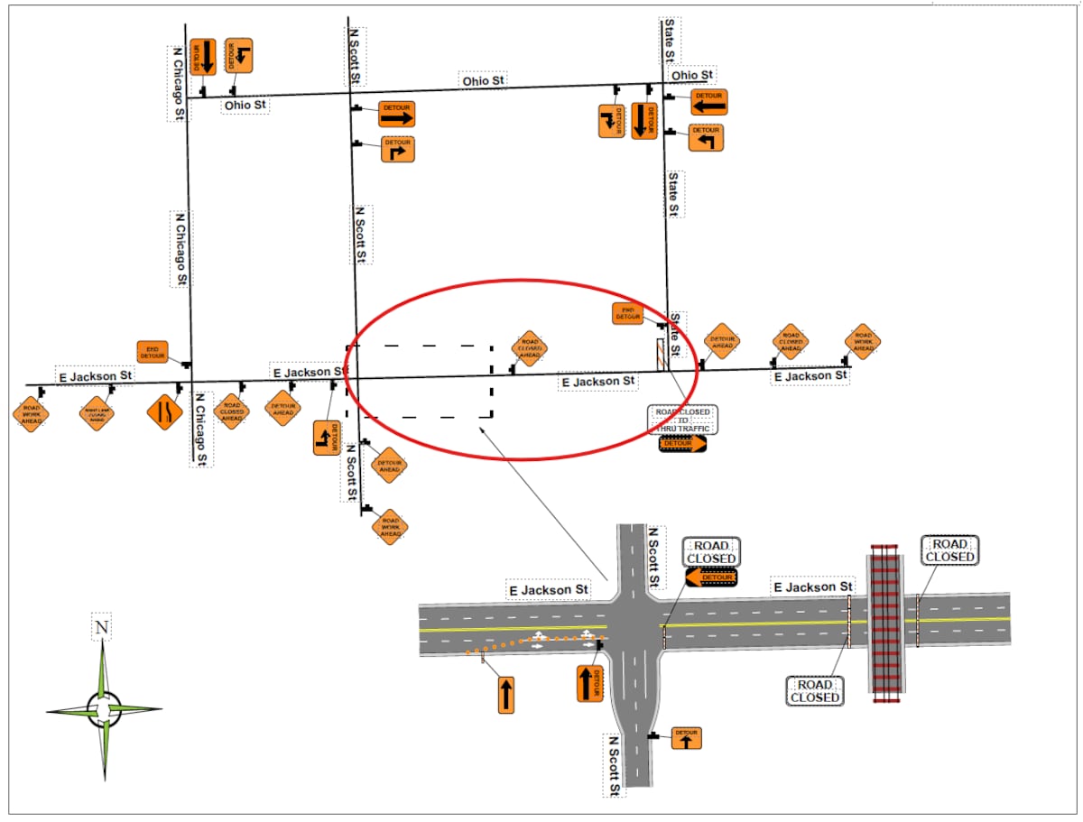 Part of Jackson Street temporarily closing Monday at railroad crossing