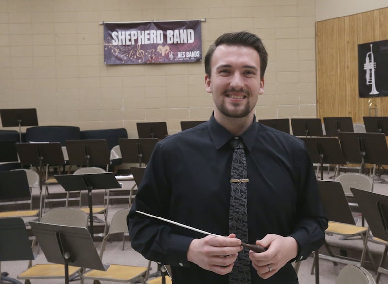 Martin Czernicki poses for a photo in his band classroom on Thursday, March 20, 2025 at Shepherd Middle School in Ottawa.