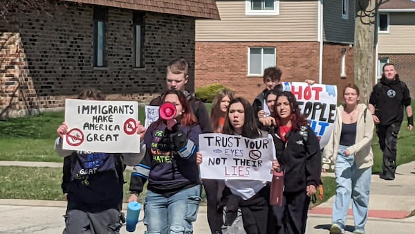 Lincoln-Way West High School students walk out of school in protest of ICE