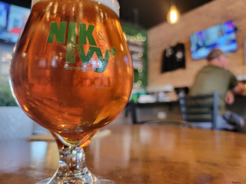 Nik & Ivy's will be serving 12 craft beers during the spring market event including The Huebner, an American IPA with 6.1% ABV, on Saturday, April 12, 2025.