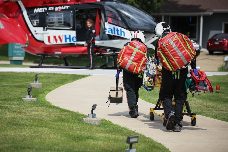 A man was airlifted to Rockford's OSF HealthCare Saint Anthony Medical Center on Friday, July 11, 2025, after a horse fell on him outside Harvard.