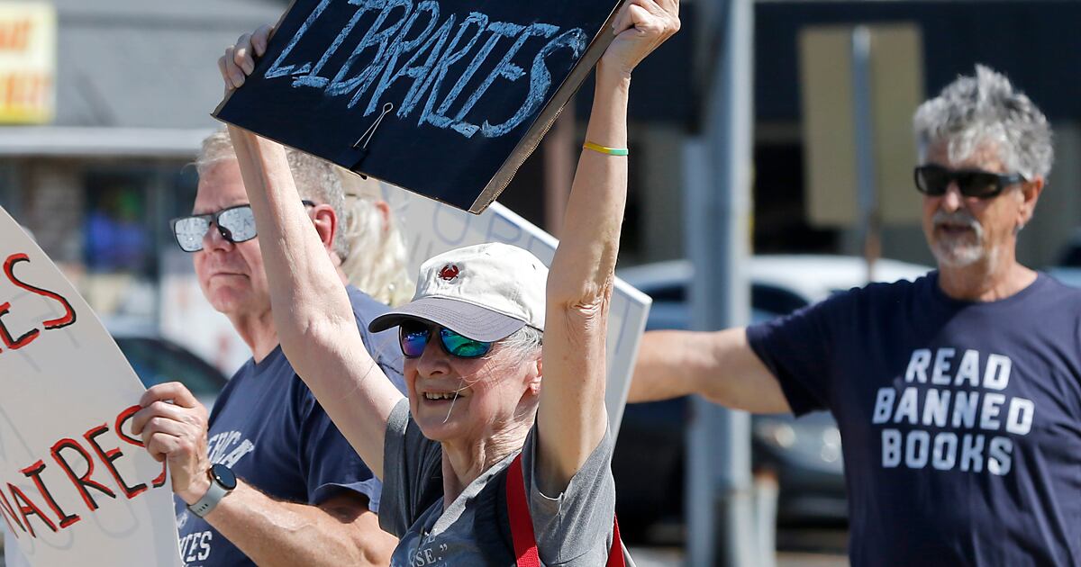Library Displays Protested Photos: Save Our Libraries protest in McHenry – Shaw Local