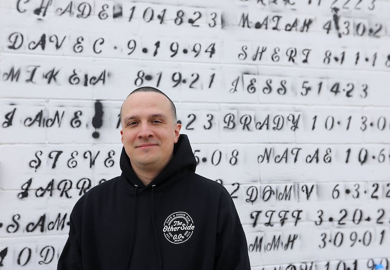 New Directions case manager Joe Ledesma on Wednesday, May 6, 2026, at the Other Side sober bar, in Crystal Lake. Ledesma started a new recovery group on Saturdays at the sober bar. The recovery group uses Buddhist ideologies to help overcome addiction.