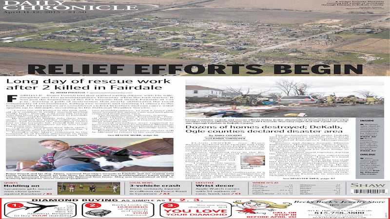 Historical covers for April 11: Relief Efforts Begin in Fairdale