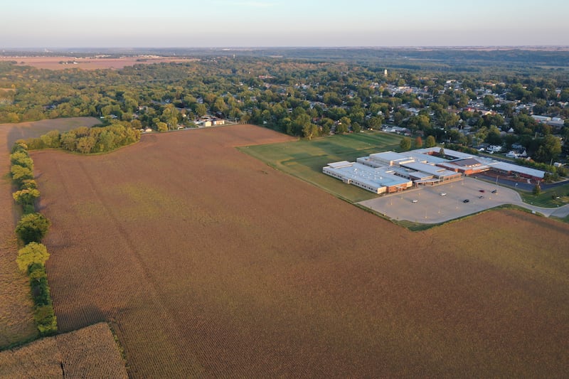 An aerial view behind JFK School on Wednesday, Sept. 17, 2025 in Spring Valley.