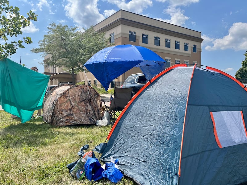 Yorkville resident Alicia Castillo led community members in a tenting protest outside City Hall against Yorkville's ordinance to fine and possibly imprison the homeless. Castillo camped out for eight consecutive days.