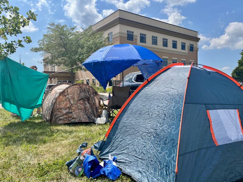 Yorkville resident Alicia Castillo led community members in a tenting protest outside City Hall against Yorkville's ordinance to fine and possibly imprison the homeless. Castillo camped out for eight consecutive days.