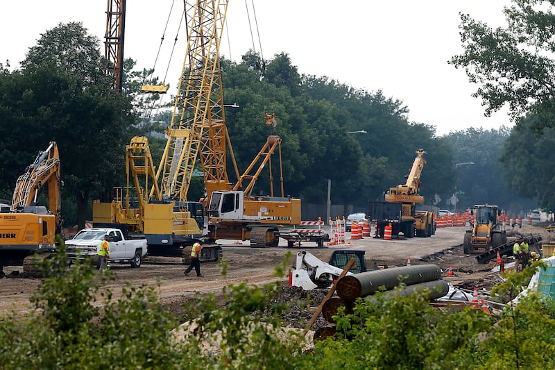 Work continues near Randall and Miller roads on Thursday, July 31, 2025, The county roadwork project, relying on federal dollars, runs between Ackman Road in Crystal Laker to Acorn Lane and Polaris Drive in Lake in the Hills.
