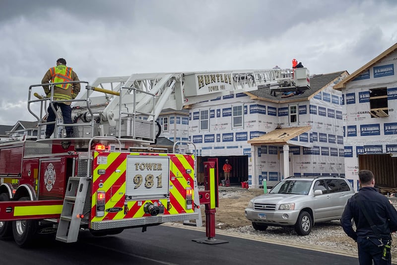 A construction worker near Huntley hurt his leg and was unable to get down from the roof Oct. 22, 2025.