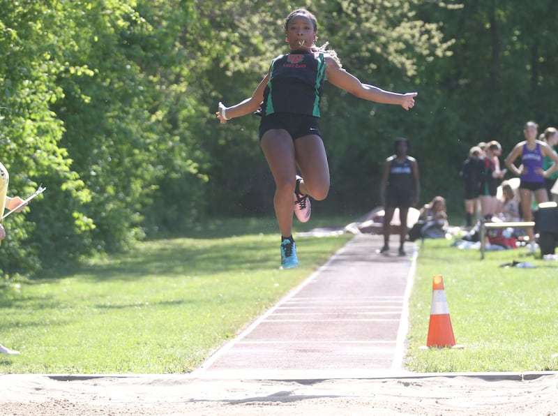 L-P's Aniya Lumpkins competes during the Interstate 8 Conference girls track championship on Friday, May 9, 2025 at Morris High School.