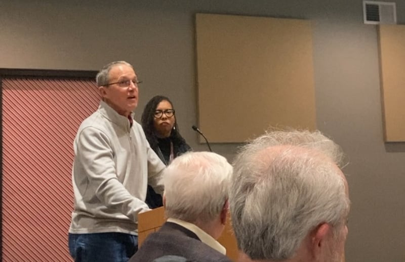 Fairmont School District 89 Board of Education President Ken Shepherd addresses the Lockport City Council committee of the whole during discussion of.the proposed Serenity Landing housing development on Wednesday, Dec. 3, 2025.