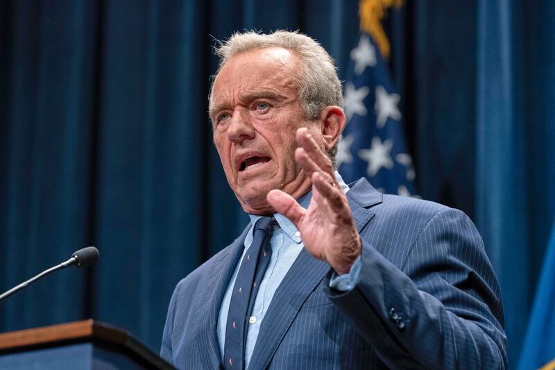 Health and Human Services Secretary Robert F. Kennedy Jr. speaks during a news conference on the Autism report by the CDC at the Hubert Humphrey Building Auditorium in Washington, Wednesday, April 16, 2025. (AP Photo/Jose Luis Magana)