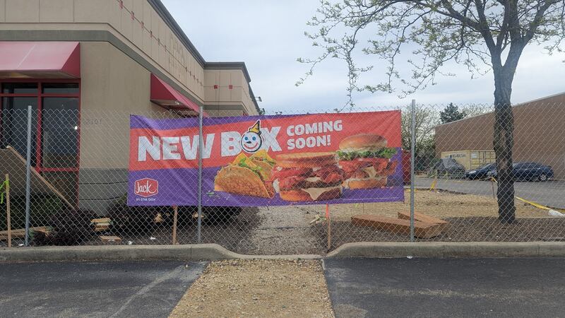 A sign announcing "coming soon" for a new Jack in the Box restaurant at 2101 S. Route 59 in Plainfield, is seen on Sunday, May 4, 2025.