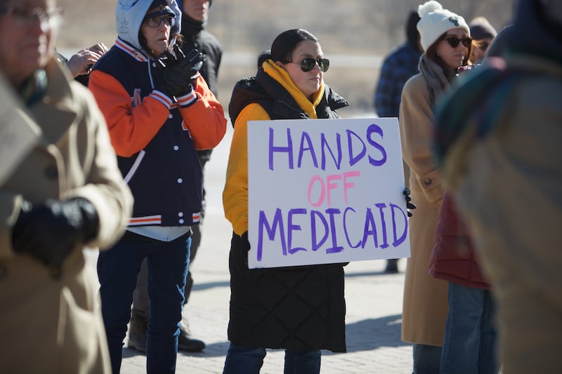 Local supporters gather at the Medicare Rally on Sunday, Feb.9,2025 at the DuPage County Courthouse in Wheaton.