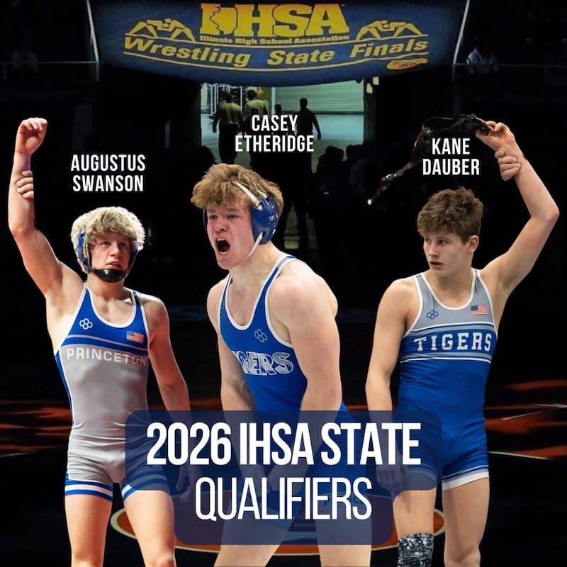 Princeton's Augustus Swanson (left), Casey Etheriidge and Kane Dauber are returning to State. They each placed at the Byron Sectional.