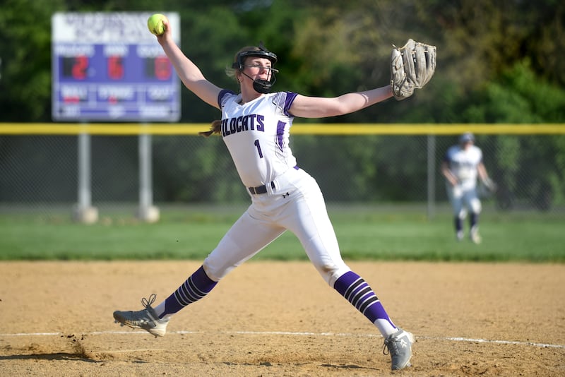 Wilmington's Taryn Gilbert throws a pitch during a home game against Peotone Monday, May 5, 2025.