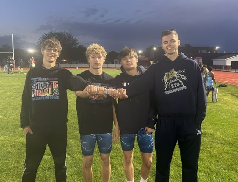 The Bureau Valley 4 x 100 relay of Andrew Roth (from left), Keenyn Richter, Tucker Shane and Morgan Mahnesmith qualified for state.
