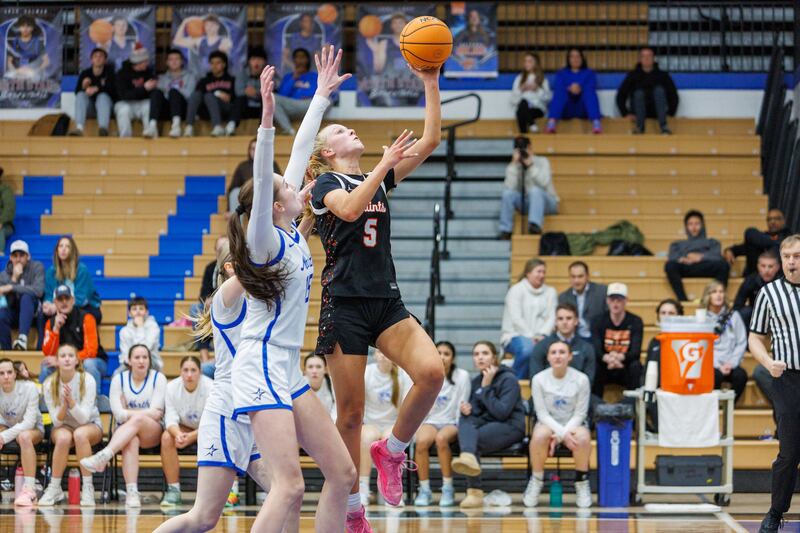 St. Charles East's Brooklyn Schilb goes in for the layup against St. Charles North on Jan. 30, 2026 in St. Charles.