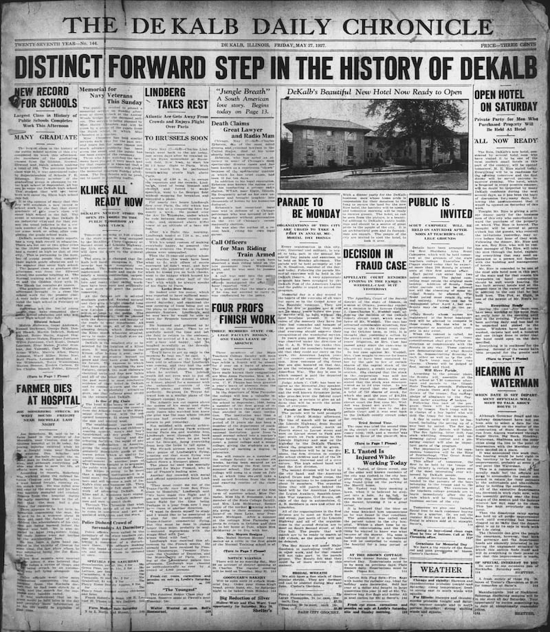 The cover of the Daily Chronicle for May 27, 1927