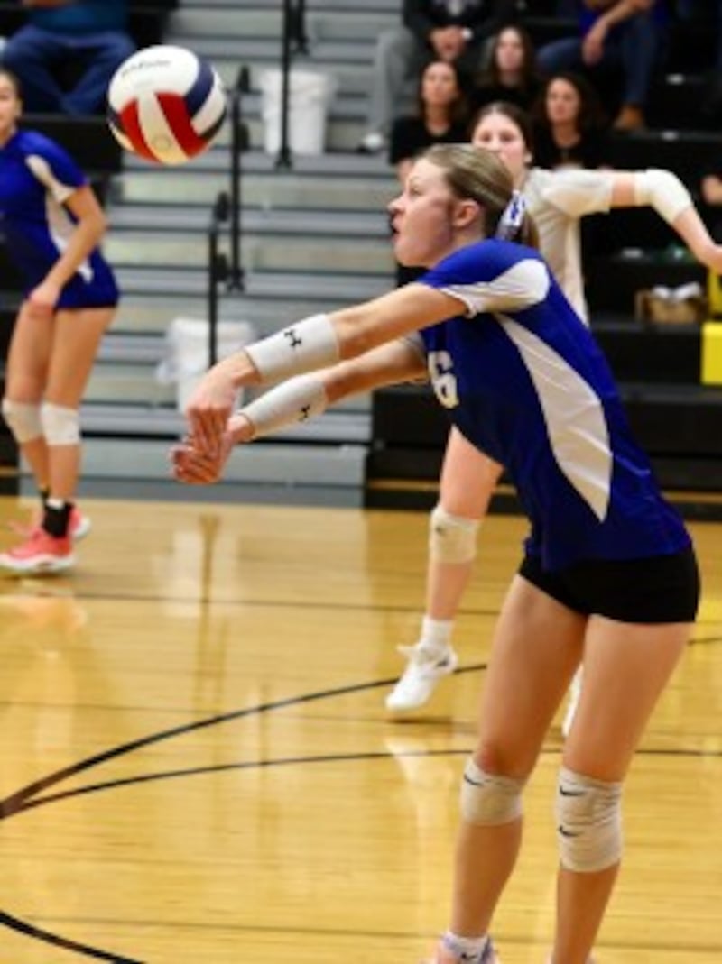 Princeton's Caroline Keutzer makes a pass against Peoria Notre Dame in Tuesday's sectional semifinals at Riverdale.