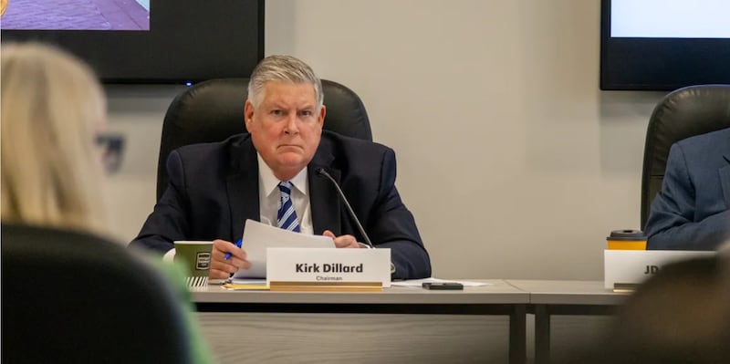 Regional Transportation Authority board chair Kirk Dillard listens to RTA staff describe the agency’s budget shortfall at a June 12 board meeting.