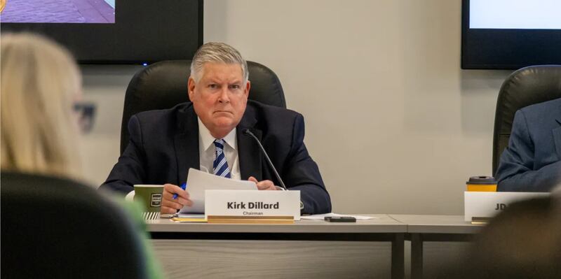 Regional Transportation Authority board chair Kirk Dillard listens to RTA staff describe the agency’s budget shortfall at a June 12 board meeting.